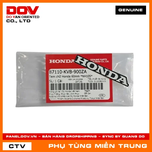 TEM CHỮ HONDA 60MM *NH105* HONDA CHÍNH HÃNG (MÃ: 87110KVB900ZA) — 87110KVB900ZA
