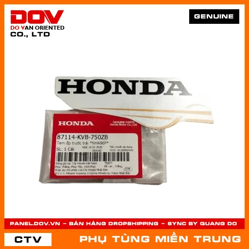 TEM ỐP TRƯỚC TRÁI *NHA96P* HONDA CHÍNH HÃNG (MÃ: 87114KVB750ZB) — 87114KVB750ZB