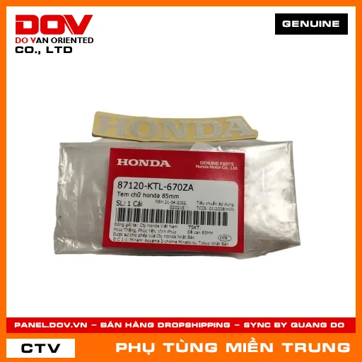 TEM CHỮ HONDA 85MM HONDA CHÍNH HÃNG (MÃ: 87120KTL670ZA) — 87120KTL670ZA