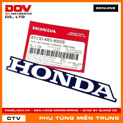 TEM CHỮ HONDA (120MM) *PB171MU HONDA CHÍNH HÃNG (MÃ: 87130KRS900ZE) — 87130KRS900ZE