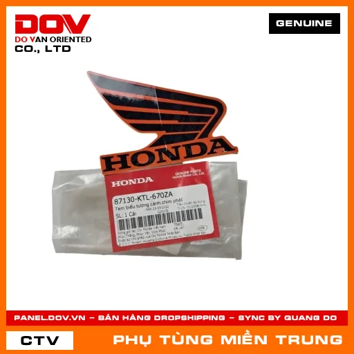 TEM BIỂU TƯỢNG CÁNH CHIM PHẢI HONDA CHÍNH HÃNG (MÃ: 87130KTL670ZA) — 87130KTL670ZA