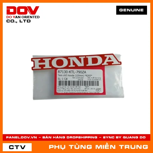 TEM CHỮ HONDA (120MM) *R263* HONDA CHÍNH HÃNG (MÃ: 87130KTL790ZA) — 87130KTL790ZA