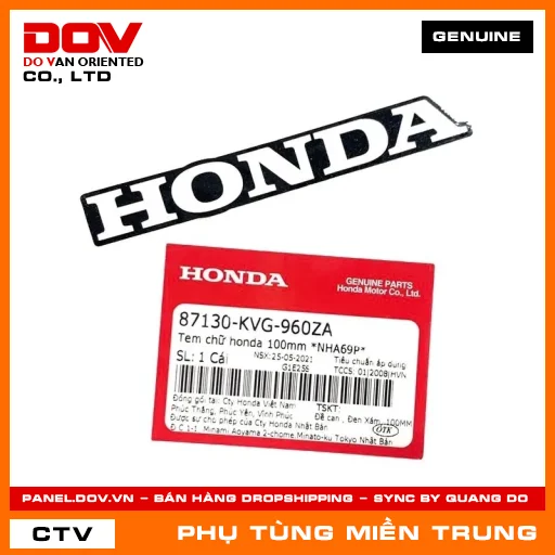 TEM CHỮ HONDA 100MM *NHA69P* HONDA CHÍNH HÃNG (MÃ: 87130KVG960ZA) — 87130KVG960ZA