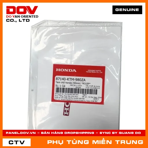 TEM CHỮ HONDA (50MM) *R315P* HONDA CHÍNH HÃNG (MÃ: 87140KTM980ZA) — 87140KTM980ZA