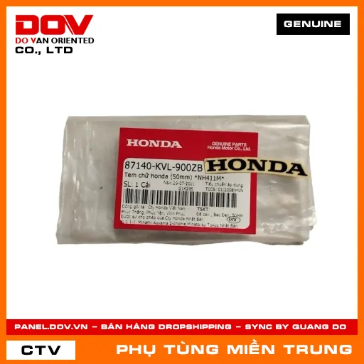 TEM CHỮ HONDA (50MM) *NH411M* HONDA CHÍNH HÃNG (MÃ: 87140KVL900ZB) — 87140KVL900ZB
