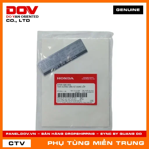TEM HƯỚNG DẪN SỬ DỤNG LỐP HONDA CHÍNH HÃNG (MÃ: 87505GBGB20) — 87505GBGB20