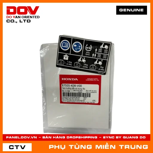 TEM HƯỚNG DẪN SỬ DỤNG LỐP HONDA CHÍNH HÃNG (MÃ: 87505K0RV00) — 87505K0RV00