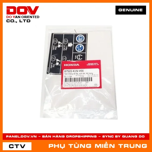 TEM THÔNG SỐ LỐP, XÍCH TẢI, TẢI TRỌNG HONDA CHÍNH HÃNG (MÃ: 87505K1NV00) — 87505K1NV00