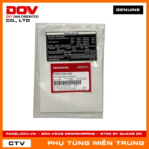 TEM HƯỚNG DẪN SỬ DỤNG LỐP HONDA CHÍNH HÃNG (MÃ: 87505K44V00) — 87505K44V00