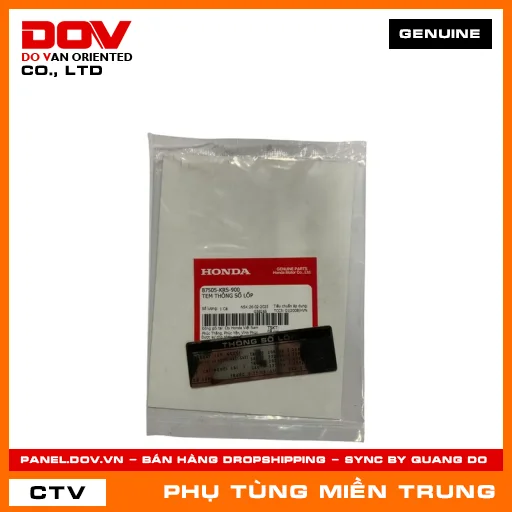 TEM THÔNG SỐ LỐP HONDA CHÍNH HÃNG (MÃ: 87505KRS900) — 87505KRS900