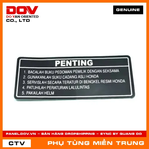 TEM HƯỚNG DẪN LÁI XE HONDA CHÍNH HÃNG (MÃ: 87560KVB930) — 87560KVB930