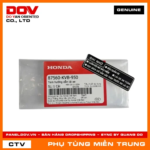 TEM HƯỚNG DẪN LÁI XE HONDA CHÍNH HÃNG (MÃ: 87560KVB950) — 87560KVB950