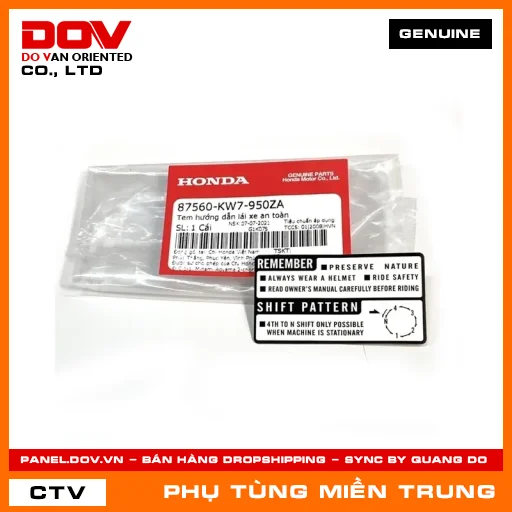 TEM HƯỚNG DẪN LÁI XE AN TOÀN HONDA CHÍNH HÃNG (MÃ: 87560KW7950ZA) — 87560KW7950ZA
