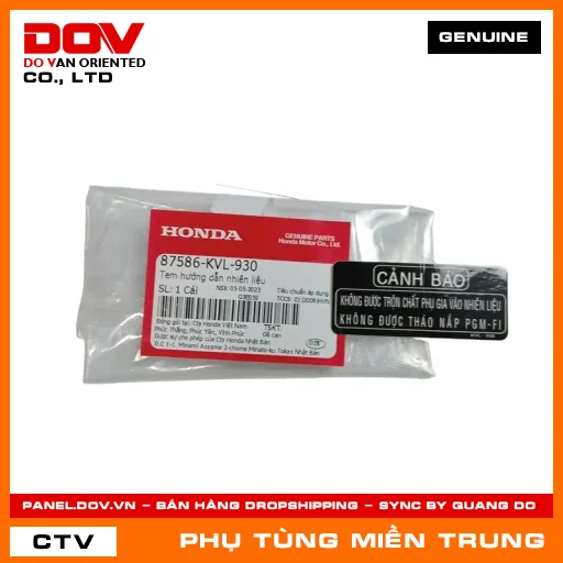 TEM HƯỚNG DẪN NHIÊN LIỆU HONDA CHÍNH HÃNG (MÃ: 87586KVL930) — 87586KVL930