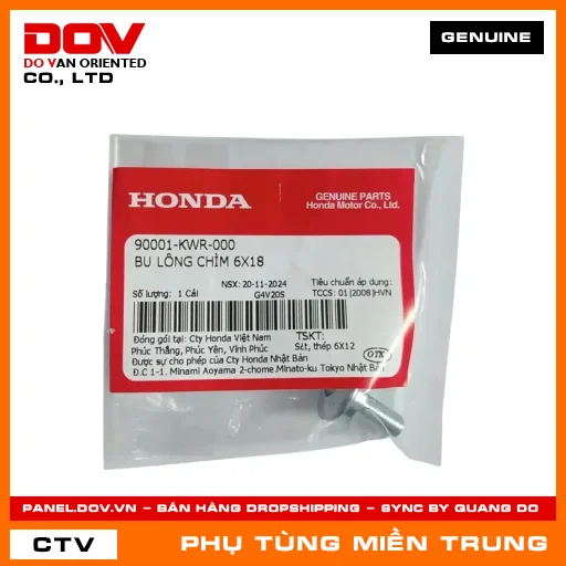 BU LÔNG CHÌM 6X18 HONDA CHÍNH HÃNG (MÃ: 90001KWR000) — 90001KWR000