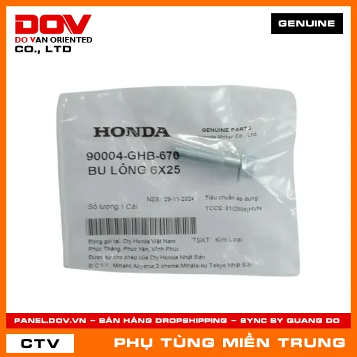 BU LÔNG 6X25 HONDA CHÍNH HÃNG (MÃ: 90004GHB670) — 90004GHB670