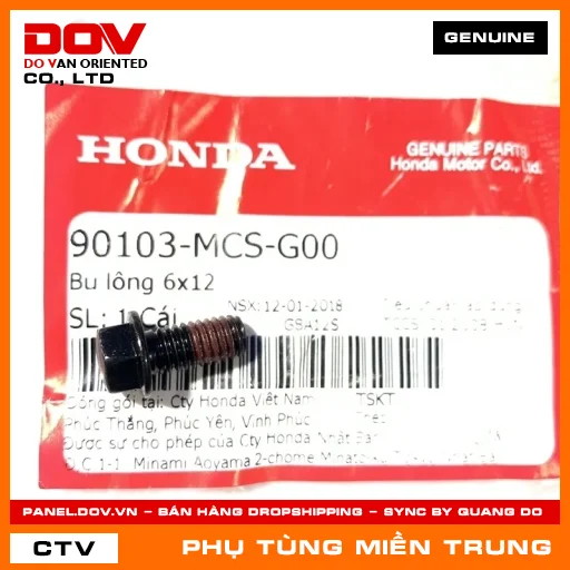 BU LÔNG 6X12 HONDA CHÍNH HÃNG (MÃ: 90103MCSG00) — 90103MCSG00