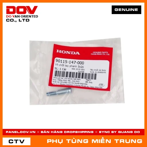 VÍT CHỐT TAY PHANH 5X26 HONDA CHÍNH HÃNG (MÃ: 90115147000) — 90115147000