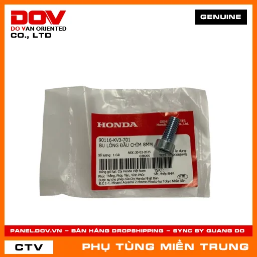 BU LÔNG ĐẦU CHÌM 8MM HONDA CHÍNH HÃNG (MÃ: 90116KV3701) — 90116KV3701