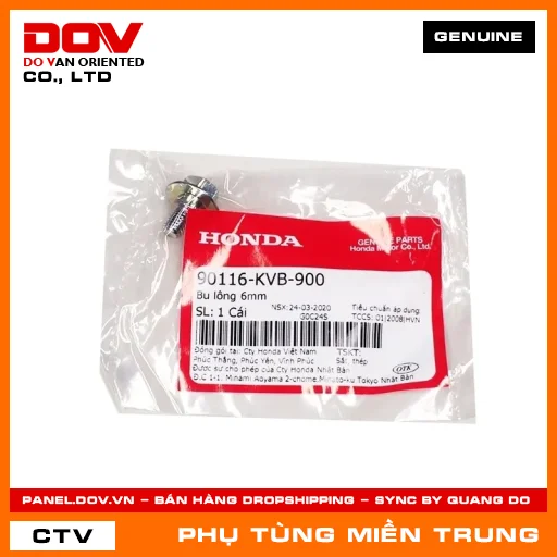 BU LÔNG 6MM HONDA CHÍNH HÃNG (MÃ: 90116KVB900) — 90116KVB900