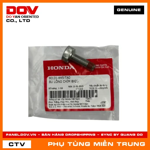 BU LÔNG CHÌM 8X25 HONDA CHÍNH HÃNG (MÃ: 90131K45TA0) — 90131K45TA0