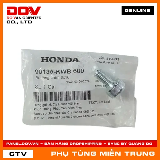 BU LÔNG CHÌM 8X16 HONDA CHÍNH HÃNG (MÃ: 90135KWB600) — 90135KWB600