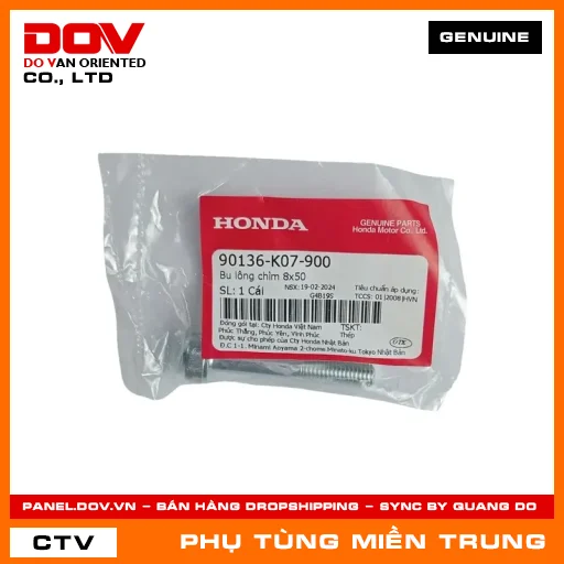 BU LÔNG CHÌM 8X50 HONDA CHÍNH HÃNG (MÃ: 90136K07900) — 90136K07900
