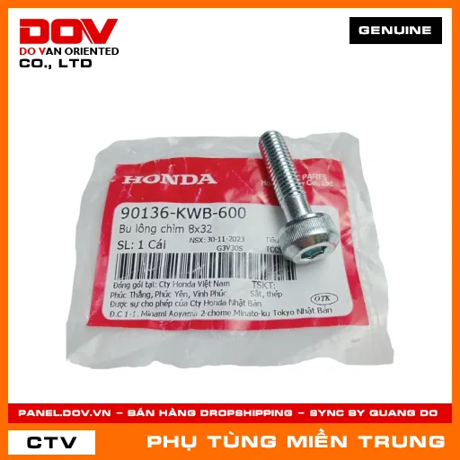 BU LÔNG CHÌM 8X32 HONDA CHÍNH HÃNG (MÃ: 90136KWB600) — 90136KWB600