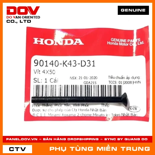 VÍT 4X50 HONDA CHÍNH HÃNG (MÃ: 90140K43D31) — 90140K43D31