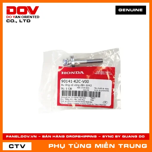 BU LÔNG CÓ VÒNG ĐỆM 6X43 HONDA CHÍNH HÃNG (MÃ: 90141K2CV00) — 90141K2CV00