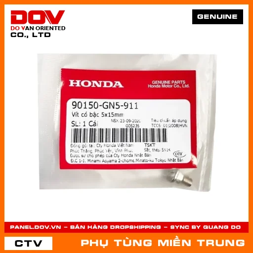 VÍT CÓ BẬC 5X15MM HONDA CHÍNH HÃNG (MÃ: 90150GN5911) — 90150GN5911