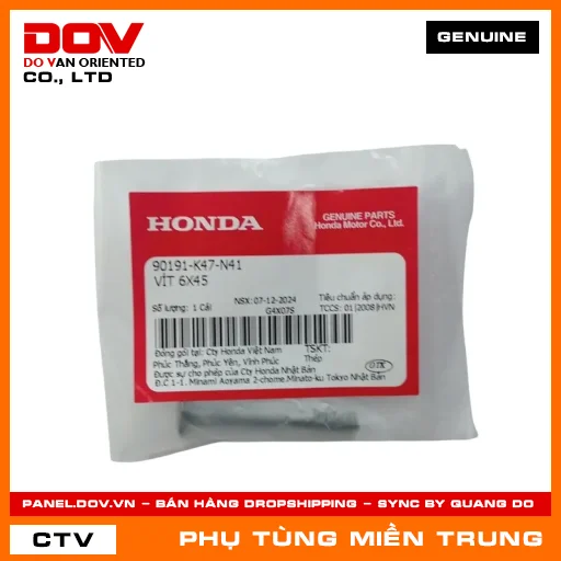 VÍT 6X45 HONDA CHÍNH HÃNG (MÃ: 90191K47N41) — 90191K47N41