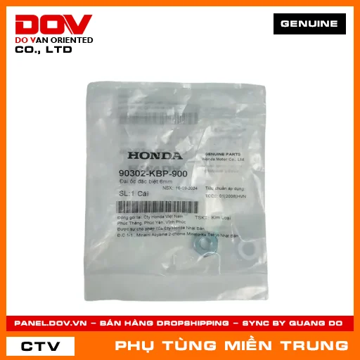 ĐAI ỐC ĐẶC BIỆT 6MM HONDA CHÍNH HÃNG (MÃ: 90302KBP900) — 90302KBP900