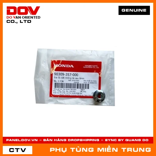 ĐAI ỐC LỤC GIÁC NHÔNG TẢI SAU 8MM HONDA CHÍNH HÃNG (MÃ: 90309357000) — 90309357000