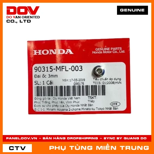 ĐAI ỐC 3MM HONDA CHÍNH HÃNG (MÃ: 90315MFL003) — 90315MFL003