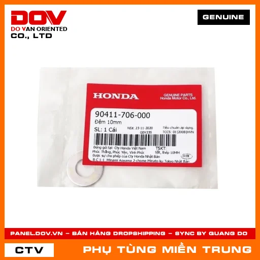 ĐỆM 10MM HONDA CHÍNH HÃNG (MÃ: 90411706000) — 90411706000