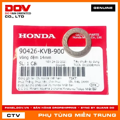 VÒNG ĐỆM 14MM HONDA CHÍNH HÃNG (MÃ: 90426KVB900) — 90426KVB900