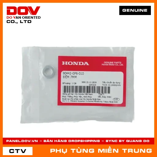 ÐỆM 7MM HONDA CHÍNH HÃNG (MÃ: 90442GF6010) — 90442GF6010