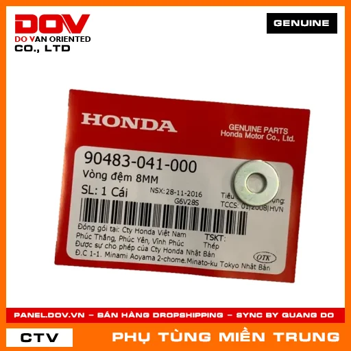 VÒNG ĐỆM 8MM HONDA CHÍNH HÃNG (MÃ: 90483041000) — 90483041000