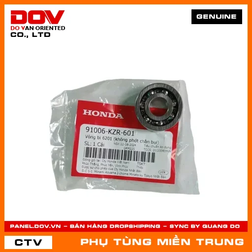 VÒNG BI 6201 (KHÔNG PHỚT CHẮN BỤI) HONDA CHÍNH HÃNG (MÃ: 91006KZR601) — 91006KZR601