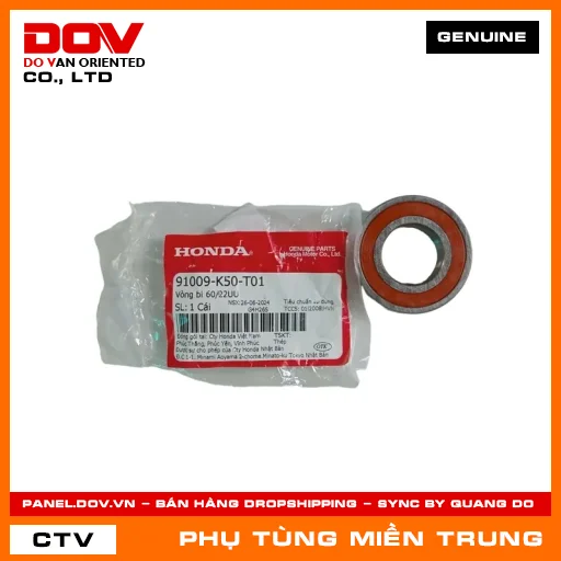 VÒNG BI 60/22UU HONDA CHÍNH HÃNG (MÃ: 91009K50T01) — 91009K50T01