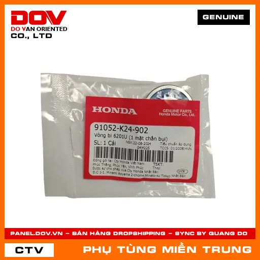 VÒNG BI 6201U (1 MẶT CHẮN BỤI) HONDA CHÍNH HÃNG (MÃ: 91052K24902) — 91052K24902