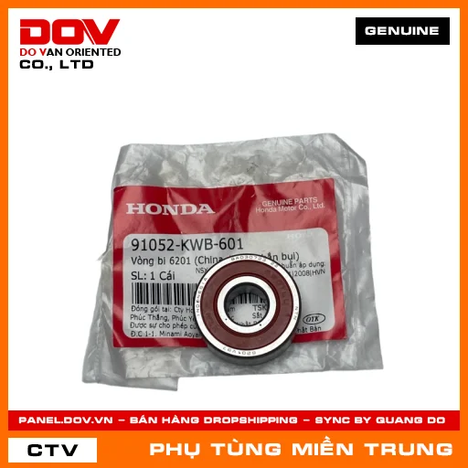 VÒNG BI 6201 (1 MẶT CHẮN BỤI) HONDA CHÍNH HÃNG (MÃ: 91052KWB601) — 91052KWB601