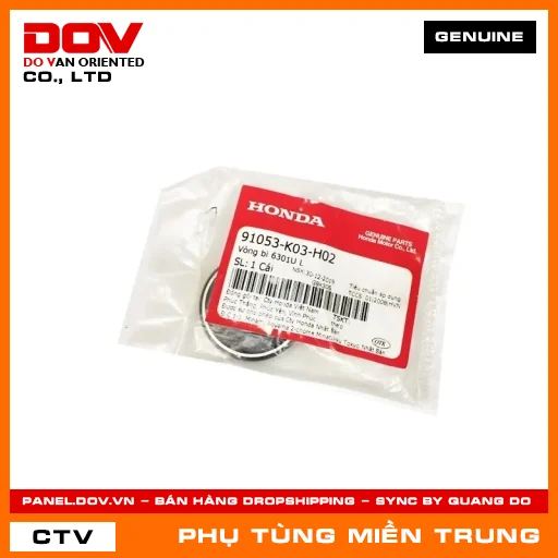VÒNG BI 6301UL (1 MẶT CHẮN BỤI) HONDA CHÍNH HÃNG (MÃ: 91053K03H02) — 91053K03H02