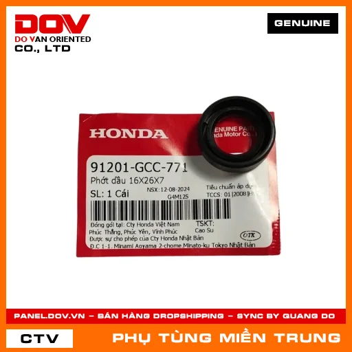 PHỚT DẦU 16X26X7 HONDA CHÍNH HÃNG (MÃ: 91201GCC771) — 91201GCC771