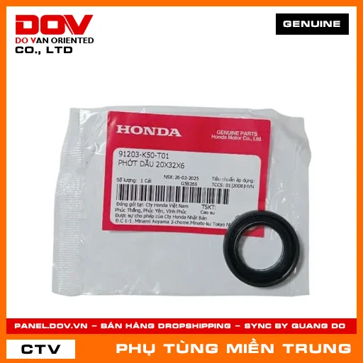 PHỚT DẦU 20X32X6 HONDA CHÍNH HÃNG (MÃ: 91203K50T01) — 91203K50T01