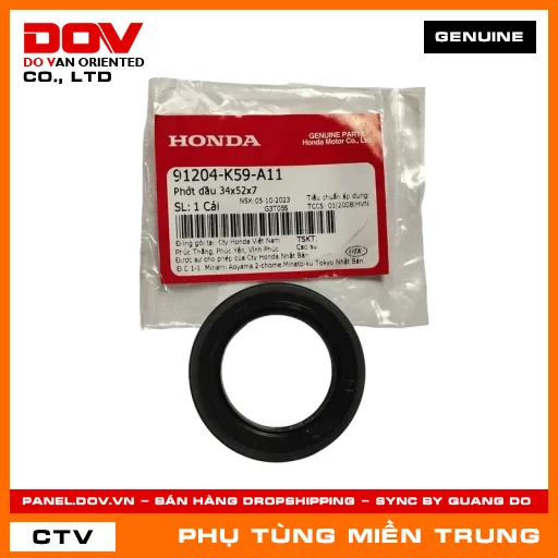 PHỚT DẦU 34X52X7 HONDA CHÍNH HÃNG (MÃ: 91204K59A11) — 91204K59A11