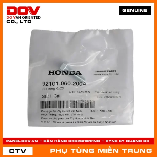 BU LÔNG 6X20 HONDA CHÍNH HÃNG (MÃ: 92101060200A) — 92101060200A