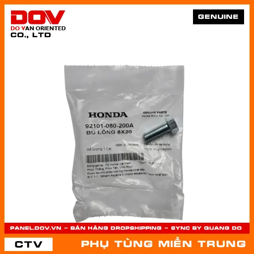 BU LÔNG 8X20 HONDA CHÍNH HÃNG (MÃ: 92101080200A) — 92101080200A