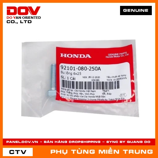 BU LÔNG 6X25 HONDA CHÍNH HÃNG (MÃ: 92101080250A) — 92101080250A